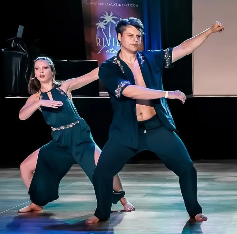 A dancer working on a personal Salsa choreography with a Lovania coach